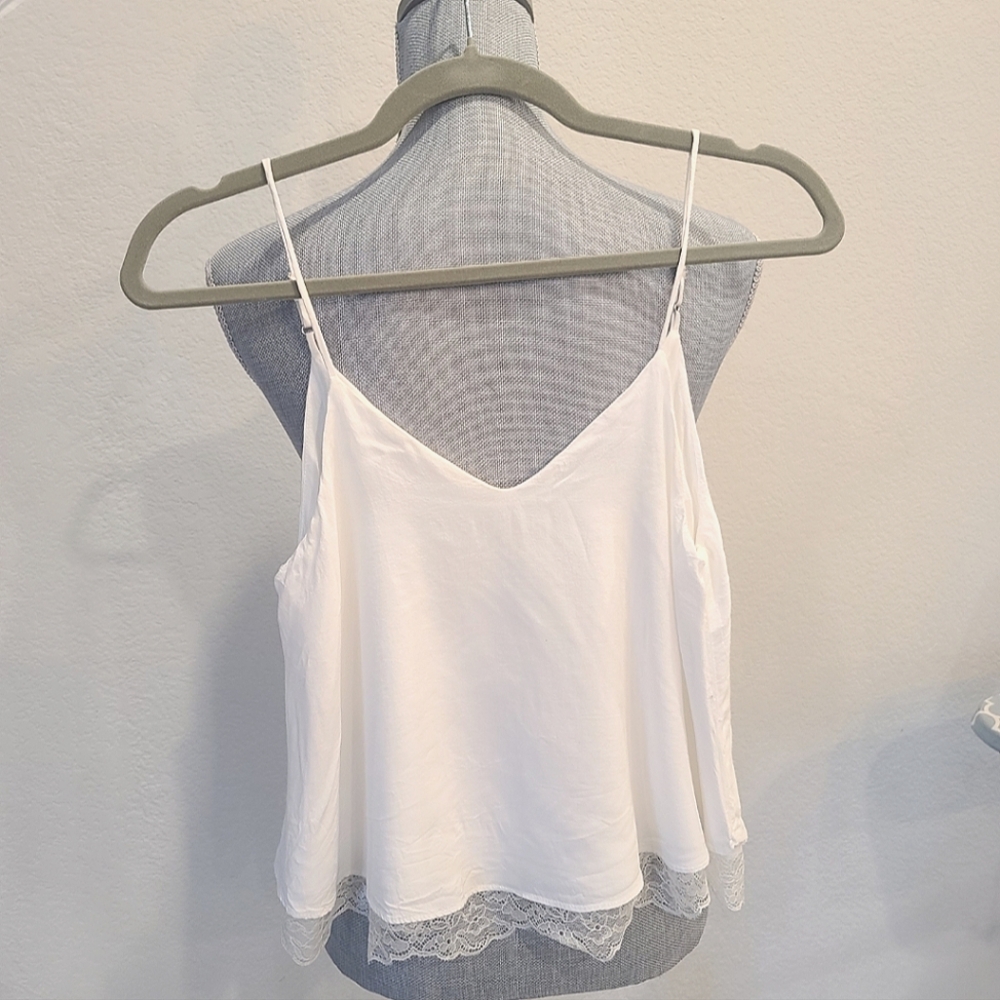 ZARA tfr collection White Spaghetti Strap Lace Camisole